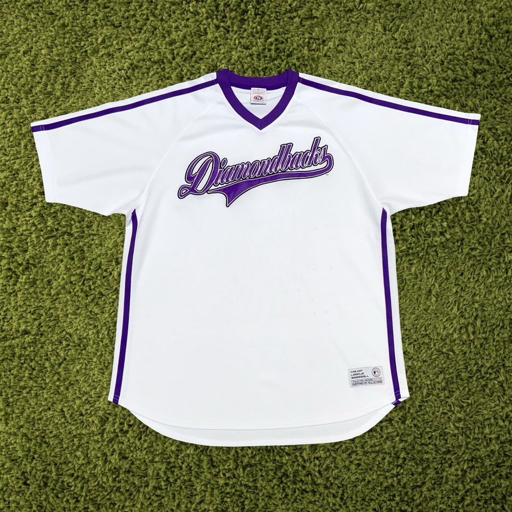 Vintage Arizona Diamondbacks True Fan MLB Baseball Jersey White Purple Men's XL